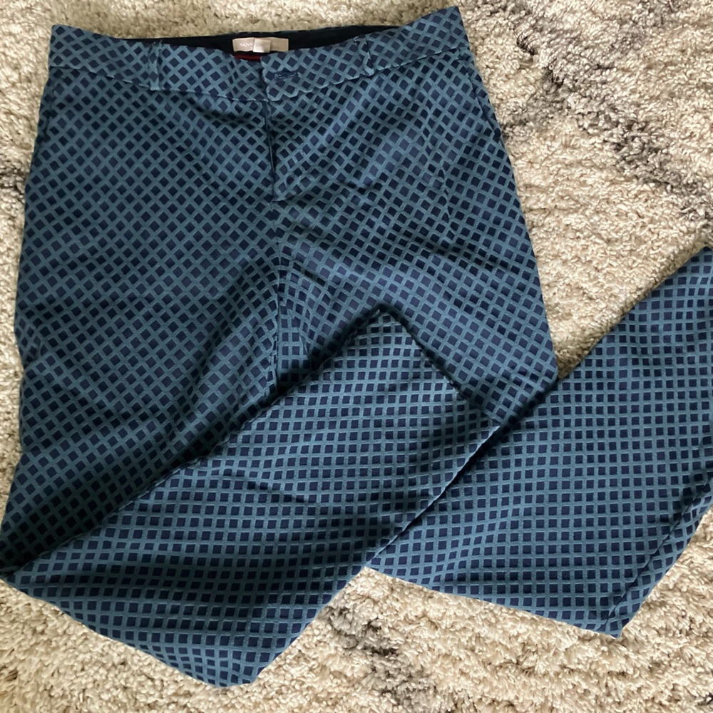 Women 2013 Banana Republic Mid Rise Camden Pants Teal Blue Diamond Sz 8